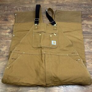 Carhartt Duck Bib Overall Quilt Lined Double Knee Mens 44 X 30 Hunting Outdoor